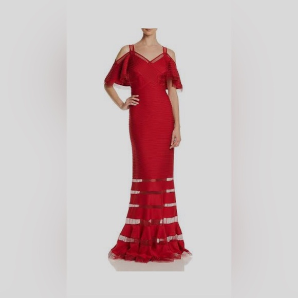 Tadashi Shoji Red Pintuck Eyelet Evening Prom Opera-Ball dress Red SZ. PXS. NWOT - Picture 16 of 16